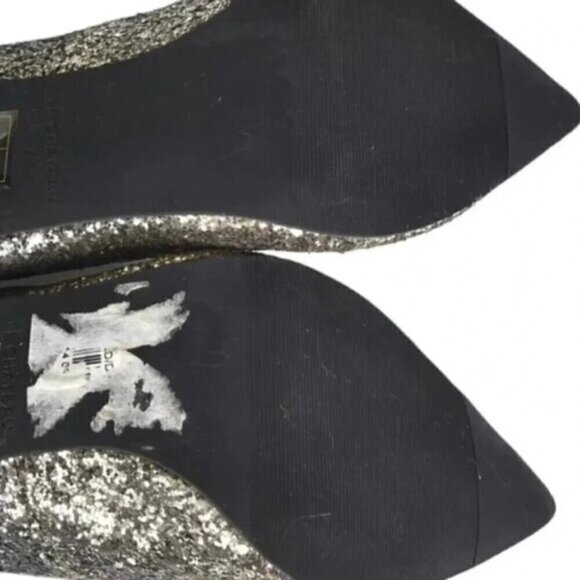 Le Chateau Gold Sequin Heels Sparkly Closed Toe Size 7 - Picture 10 of 12